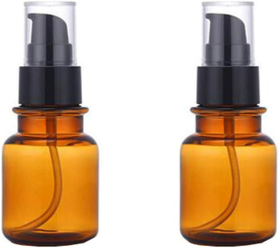 2PCS 80ML/2.7OZ Amber Plastic Empty Pump Bottles Refillable Cosmetic Remover Oil