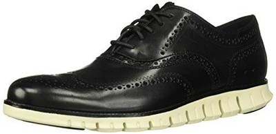 Cole Haan mens Zerogrand Wingtip Oxford, Black Closed Holes/White, 8 US