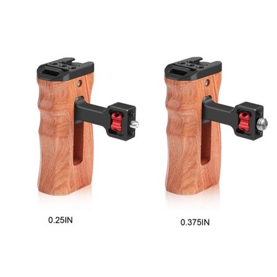 Wooden Side Handle with 1/4 or 3/8 Thread & Cold Shoe Mount for Smartphone