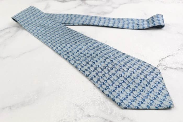 Hermes Checkered Pattern Silk Necktie Luxury Auth… - image 3