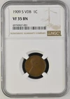 1909-S VDB 1C Lincoln Cent NGC VF35 BN Key Date Brown Coin