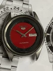 Vintage Seiko (5) 6309-8900 Automatic Day/Date Red & Black Dial Japan Made Watch