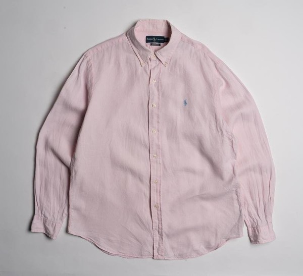 Men Ralph Lauren Shirt Pink Linen 40 /L / 48