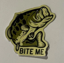 Stickers northwest Vinyl Bite Me Bass Fish Decal For Water Bottle, Laptop, Car