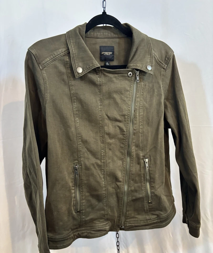 Chaqueta Denim Liverpool Los Angeles Bradford Moto Verde Oliva XL Foto 3 de 4