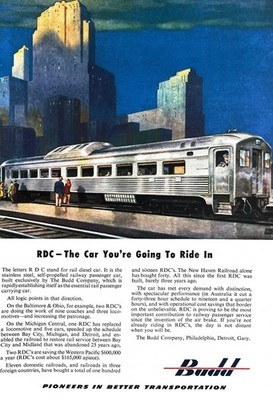 1952 BUDD RAILROAD Original Vintage Print Ad Train Travel Rail Diesel Car
