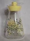 Vintage PYREX Glass Juice Carafe Pitcher with Lid Spring Blossom Design