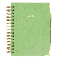 Lined Spiral Journal, Linen Hardcover Notebook with Matching Gold Gel Pen, 25...