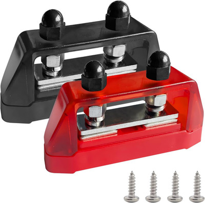 Ampper 1/4'' Power Distribution Block Bus Bar 12V 150A, Dual Studs M6 Busbar Batt