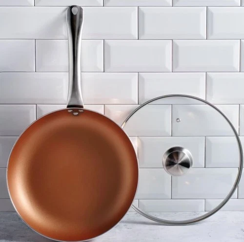 MAXELLPOWER JUEGO DE 3 SARTENES ANTIADHERENTES 2 TAPAS COLOR COBRE COPPER PAN AP - Imagen 6 de 6