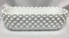 Vintage Fenton Oval White Milk Glass Hobnail Planter Dish Scalloped Edge 9"