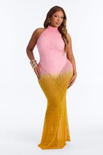 Fashion Nova Summer Sunsets Ombre Crochet Maxi Dress Size 2x