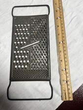 All-In-One Pat. Pending ~ Vintage Metal Grater ~ 4 Size Holes Double Handle 10x5