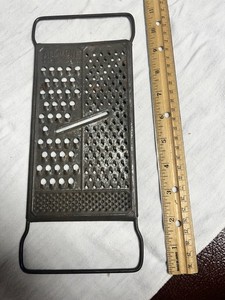All-In-One Pat. Pending ~ Vintage Metal Grater ~ 4 Size Holes Double Handle 10x5