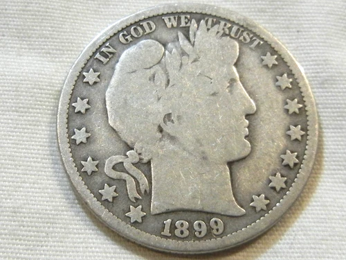 1899 O liberty barber silver half dollar coin