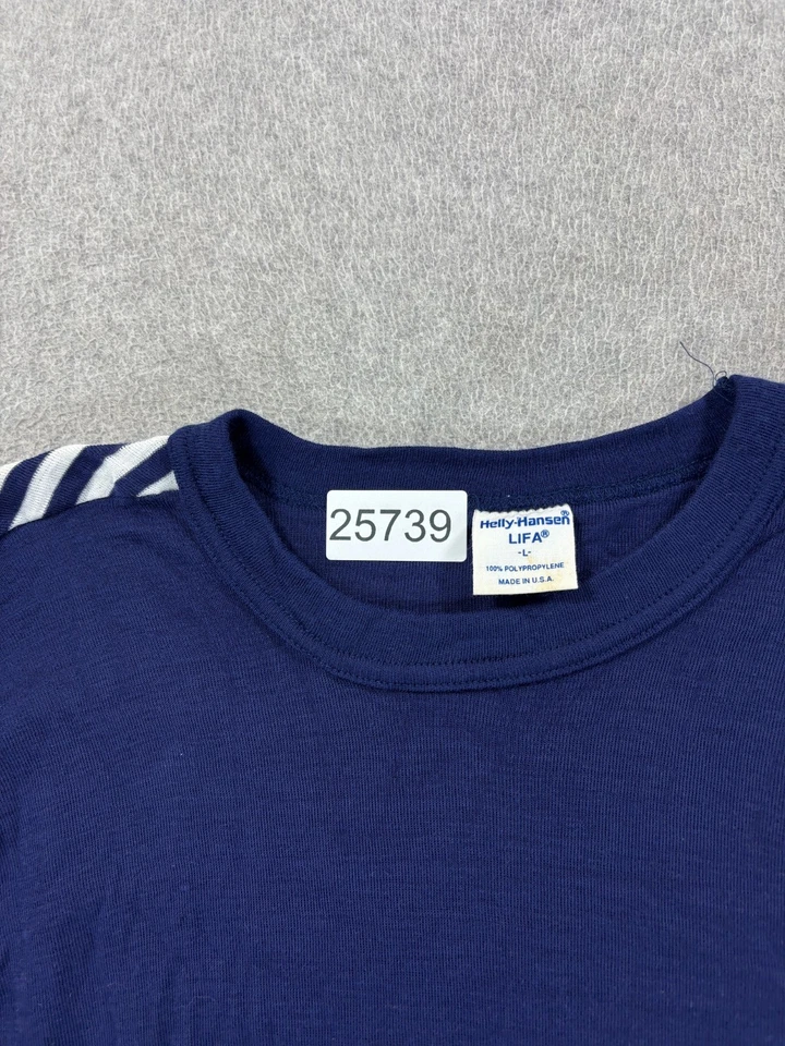 Camisa Helly Hansen LIFA a Rayas Manga Larga Capa Base (Grande Para Hombre) Azul Foto 4 de 4