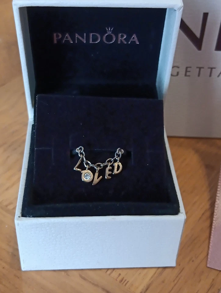 Authentic PANDORA Shine Loved Script Ring 167799CZ 52 - Image 2 of 4