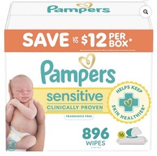 Pampers Sensitive Baby Wipes Fragrance Free 16 Packs 896 Count Bulk