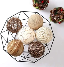 **9pcs 3.5" Rattan Woven Orbs - Bowl & Vase Filler, Xmas Decor**