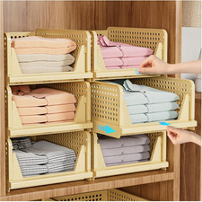 5PC Stackable Closet Organizer, Multifunctional Foldable Closet Storage Basket