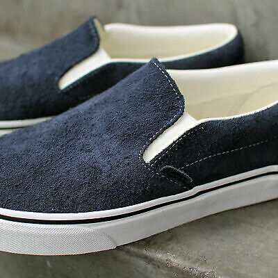 blue suede slip on vans