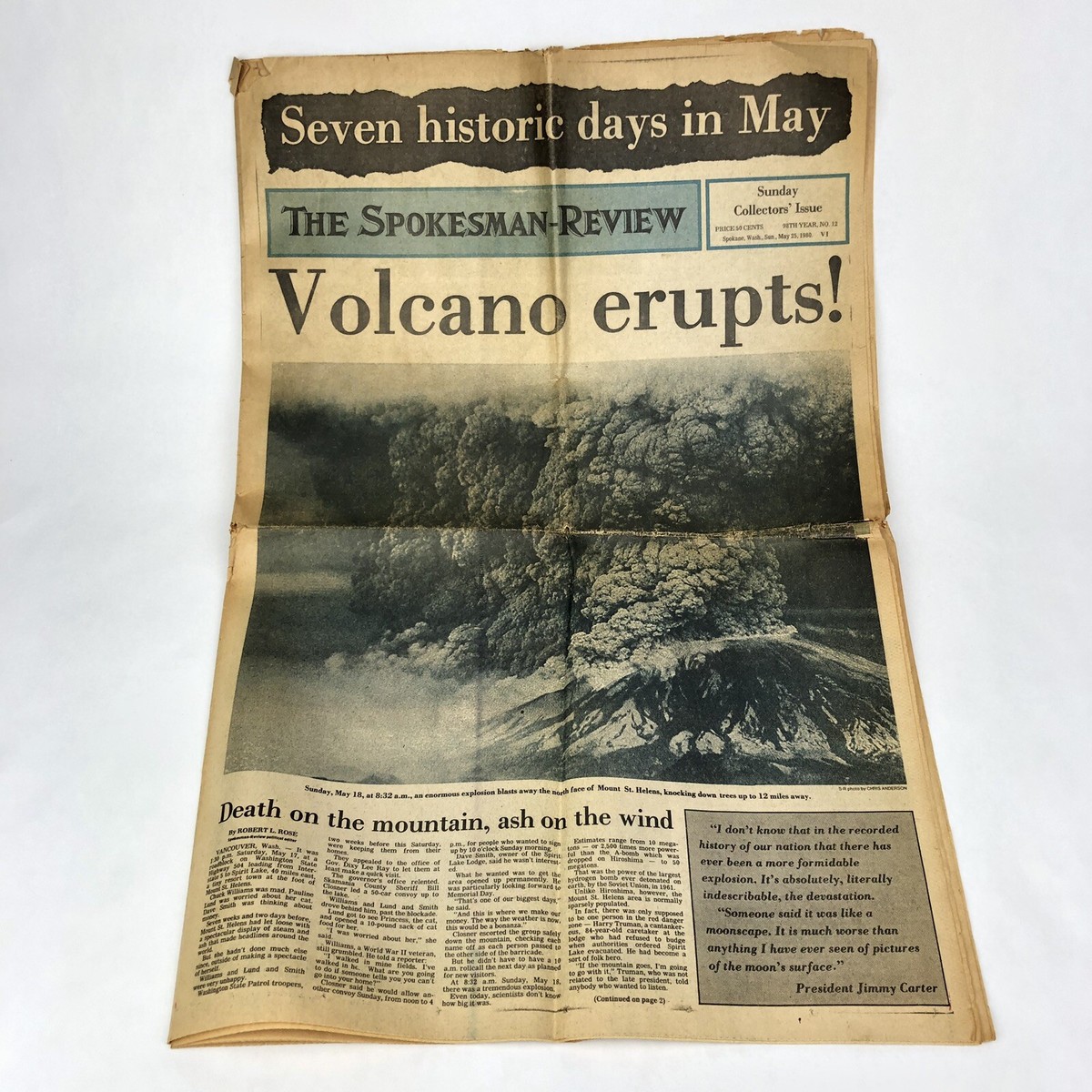 May 25 1980 THE SPOKESMAN REVIEW Mount St Helens VOLCANO ERUPTS 