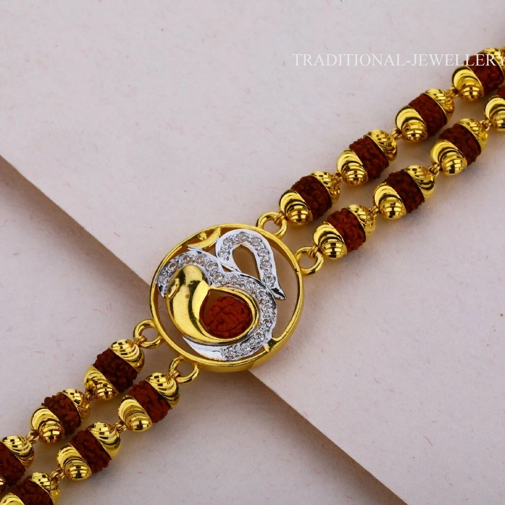 Rudraksha Cap Bracelet Wooden Made Golden Plated Cap Adjustable Bracelet -  Pick Use