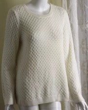 NWT Talbots Sz L Lacy Creamy White Crewneck Round Neck Sweater Lambswool