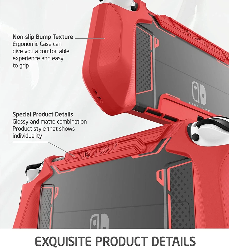 For Nintendo Switch OLED 2021 Console Joy-Con, Mumba TPU Grip 360 Case Dockable - Image 4 of 4