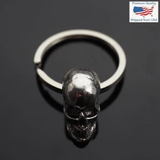 Skull Keychain Skeleton Grinning Teeth Bone Pendant Charm - 35mm Split Key Ring