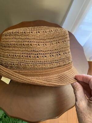 NWT Fedora Hat Woven Natural Glow Adjustable Size Polyester  display picture 3