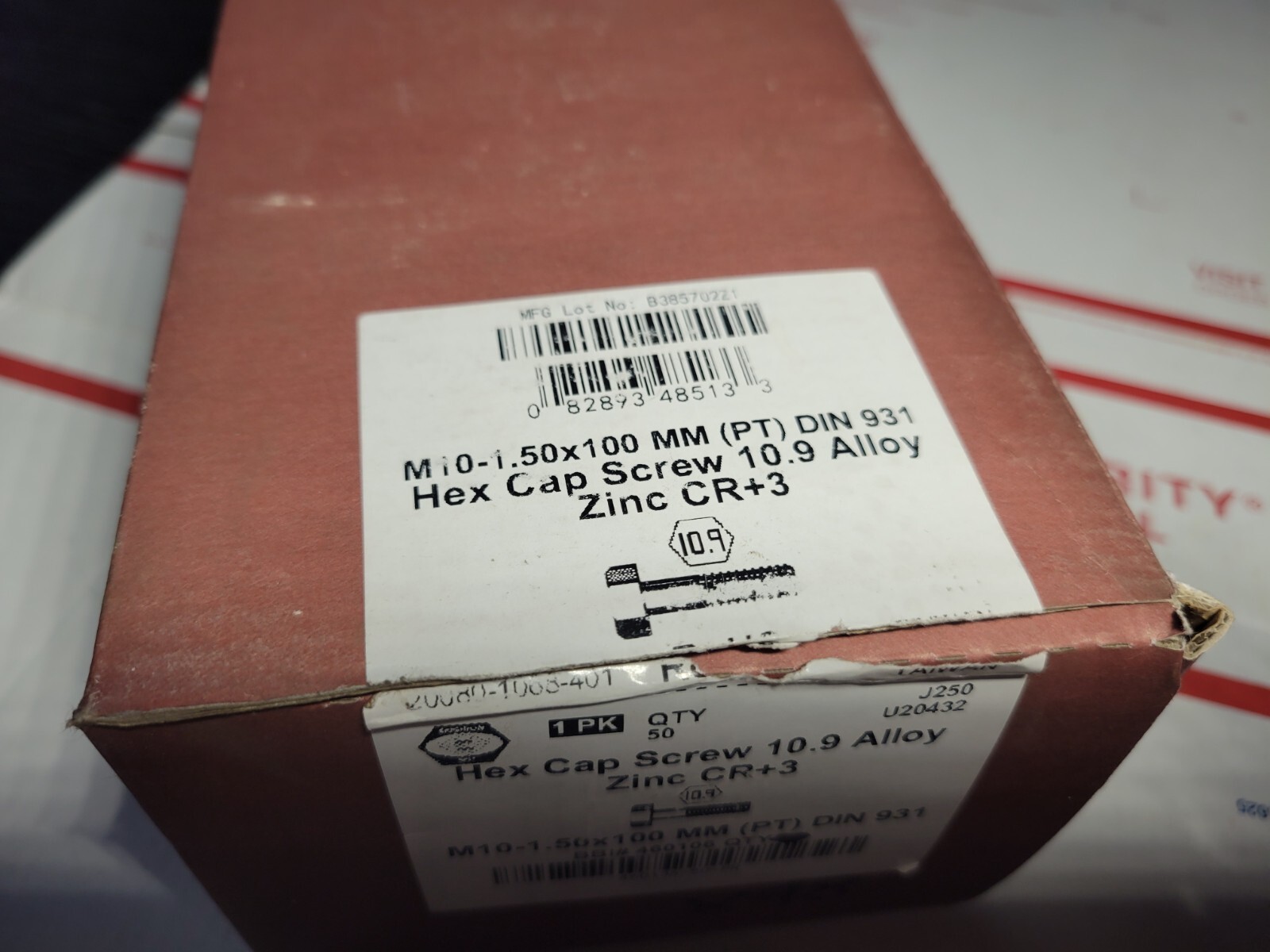 (15) M10-1.50 x 100mm Hex Head Bolts Grade 10.9 Metric M10-1.50x100 Zinc Coated