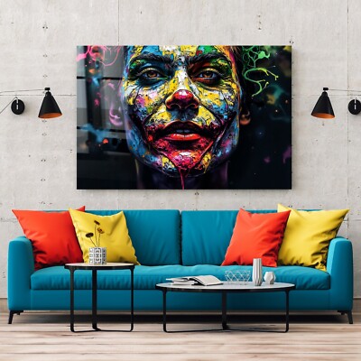   Wandbild, Abstrakte bunte JOKER, Batman Film Acrylglas, Leinwand Poster, Kunst