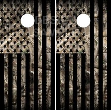 Camo American Flag Cornhole Wrap Bag Toss Skin Decal Sticker