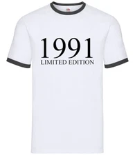 Limited Edition 1991 - Mens Ringer - Birthday Present 32nd 32 Gift Age