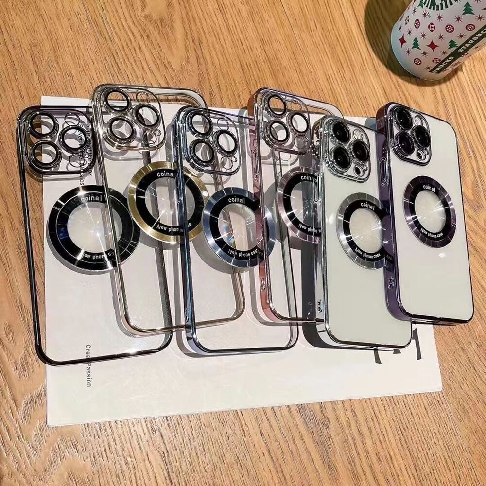 Mag safe Plating Transparent Case For iPhone 15 14 13 Mini 12 11 Pro Max