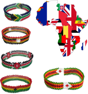 Afrikanische Länderflagge Perlenarmband Unisex handgefertigte Bänder - 10 Länder