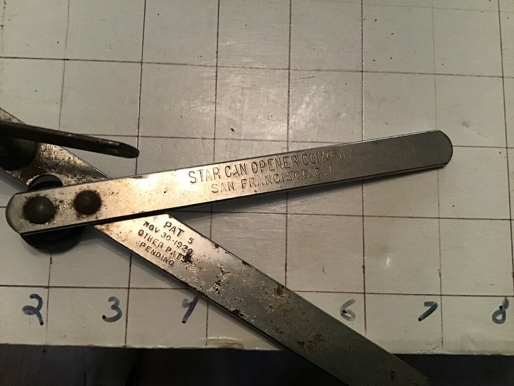 220 Antique Can Opener Collection: STAR co. 1920 patent San