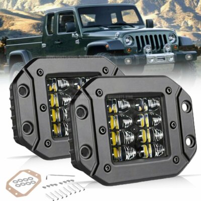 2x 5'' Flush Mount 160W LED Work Light Bar Rear Bumper Reverse 4-Row Spot Driving