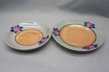 Vintage Peach  Teal Lusterware Hand-Painted Child Tea Set Plate  Saucer