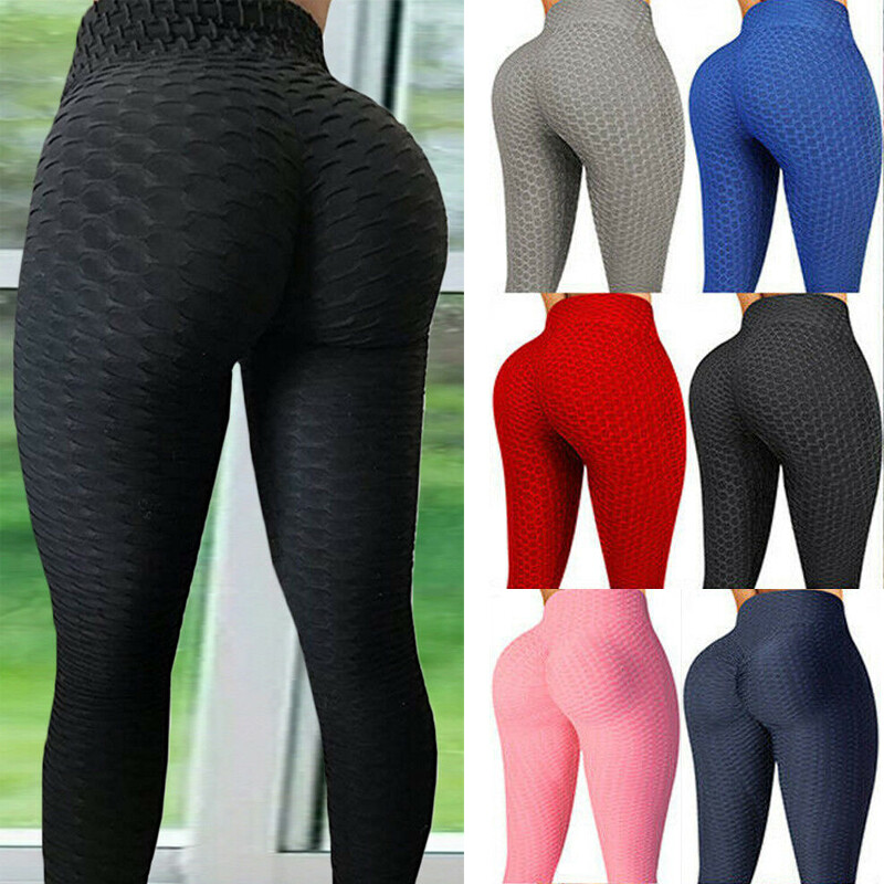 Women High Waist Tummy Control Yoga Pants Anti-Cellulite Push Up Ruched Leggings