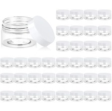 36 Pack 1 oz Clear Plastic Jars with White Lids - Premium Cosmetic Containers