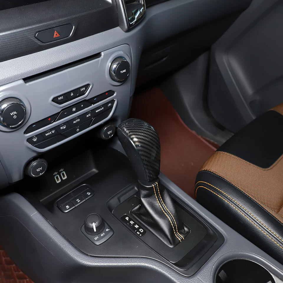 Para Ford Ranger T6 16-21 console câmbio de marchas alavanca cabeça tampa acabamento aparência carbono - Imagem 4 de 4