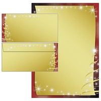 Weihnachten Schwarz Rot Gold Motivpapier Briefpapier 20 Blatt A4 + 20 Kuverts