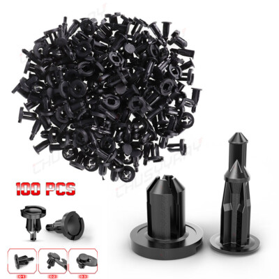 100Pc Bumper Clips 10mm Hood Fender Push Rivets Retainer Fasteners