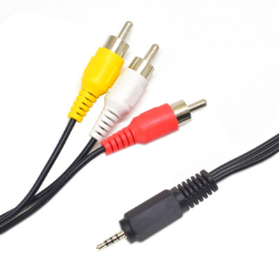 2.5mm Mini Stereo Aux Plug To 3 RCA Male Adapter AV Audio Video Cable 1.5M/5Ft