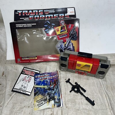 Blaster W/Box 1985 Vintage Hasbro G1 Transformers Action Figure W/ Paperwork