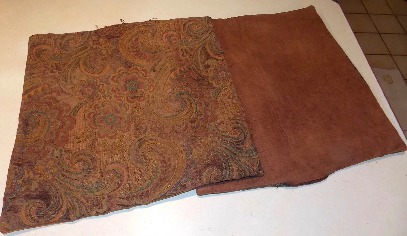 Pair of Brown Tan Paisley Decorative Print Throw Pillows 20 x 20