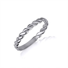 .925 Sterling Silver Rope Twist Stackable Band Ring