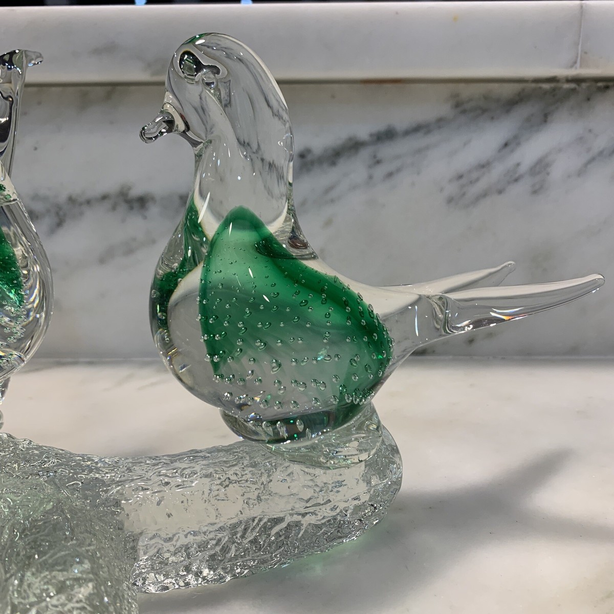 MID CENTURY Modern V NASON Murano ART GLASS Love Birds On Branch